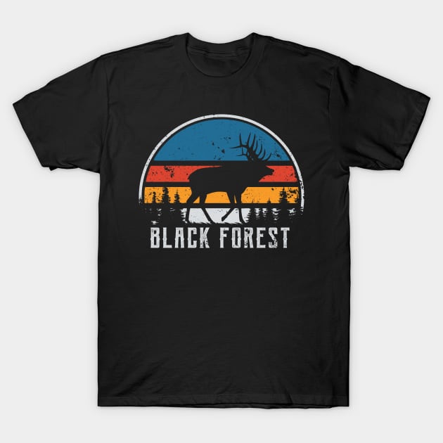 Hirsch Black Forest Germany Vintage Retro T-Shirt by Foxxy Merch